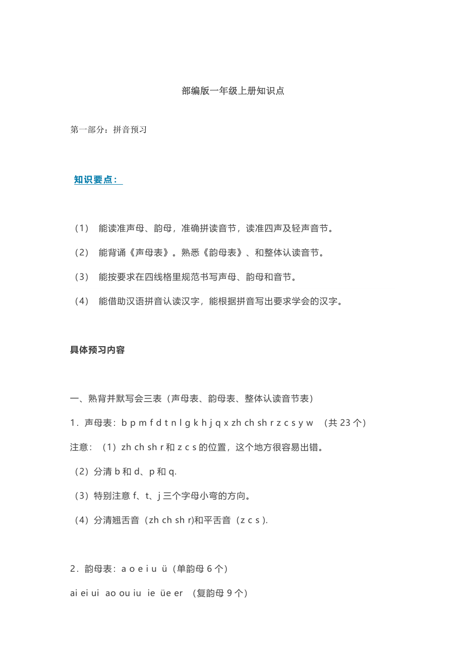 部编版语文一年级上册知识点汇总.docx_第1页