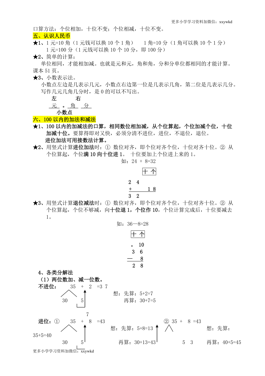 人教版小学一年级下册数学知识点总结.doc_第3页