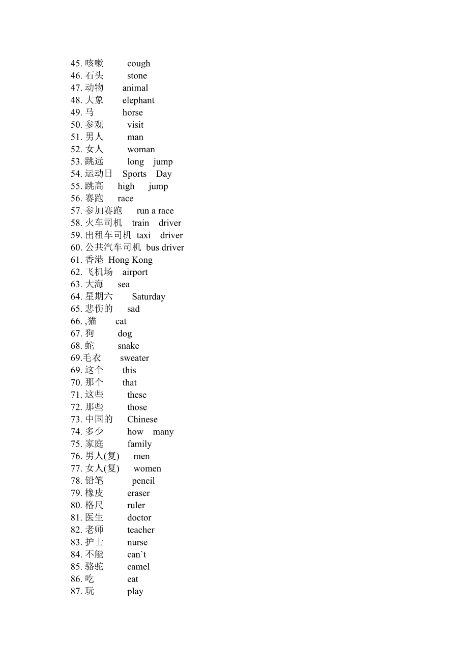 （人教新起点）三年级英语上册 单词复习.doc_第2页