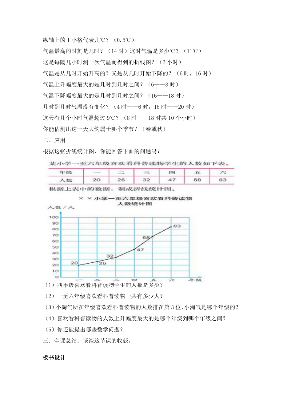 【沪教版六年制】四年级下册 第三单元 折线统计图（二） 教案.doc_第2页