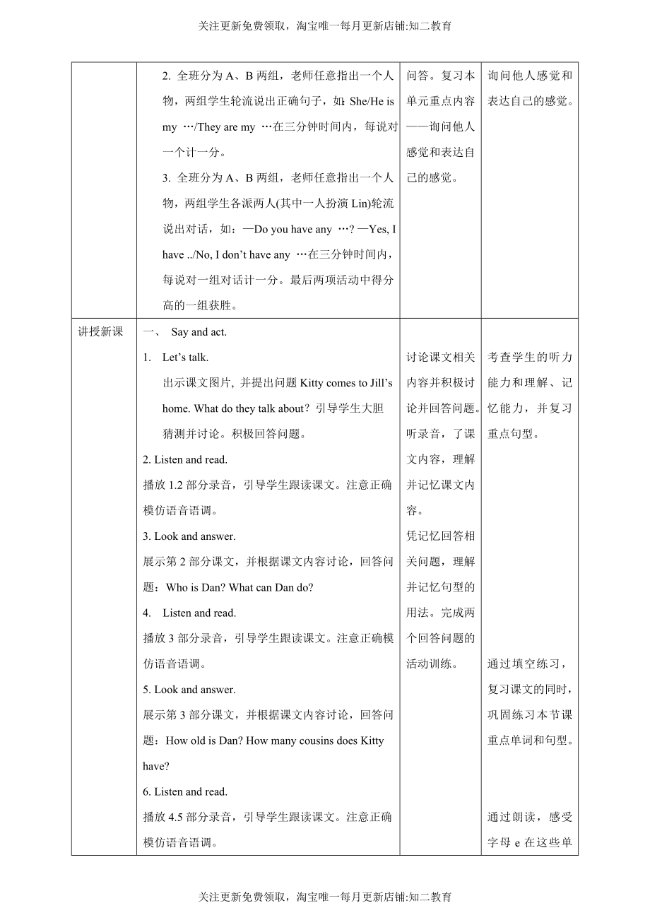 【新课标】Unit4 Do you have any cousins？ Say and actLearn the sounds教案.doc_第2页