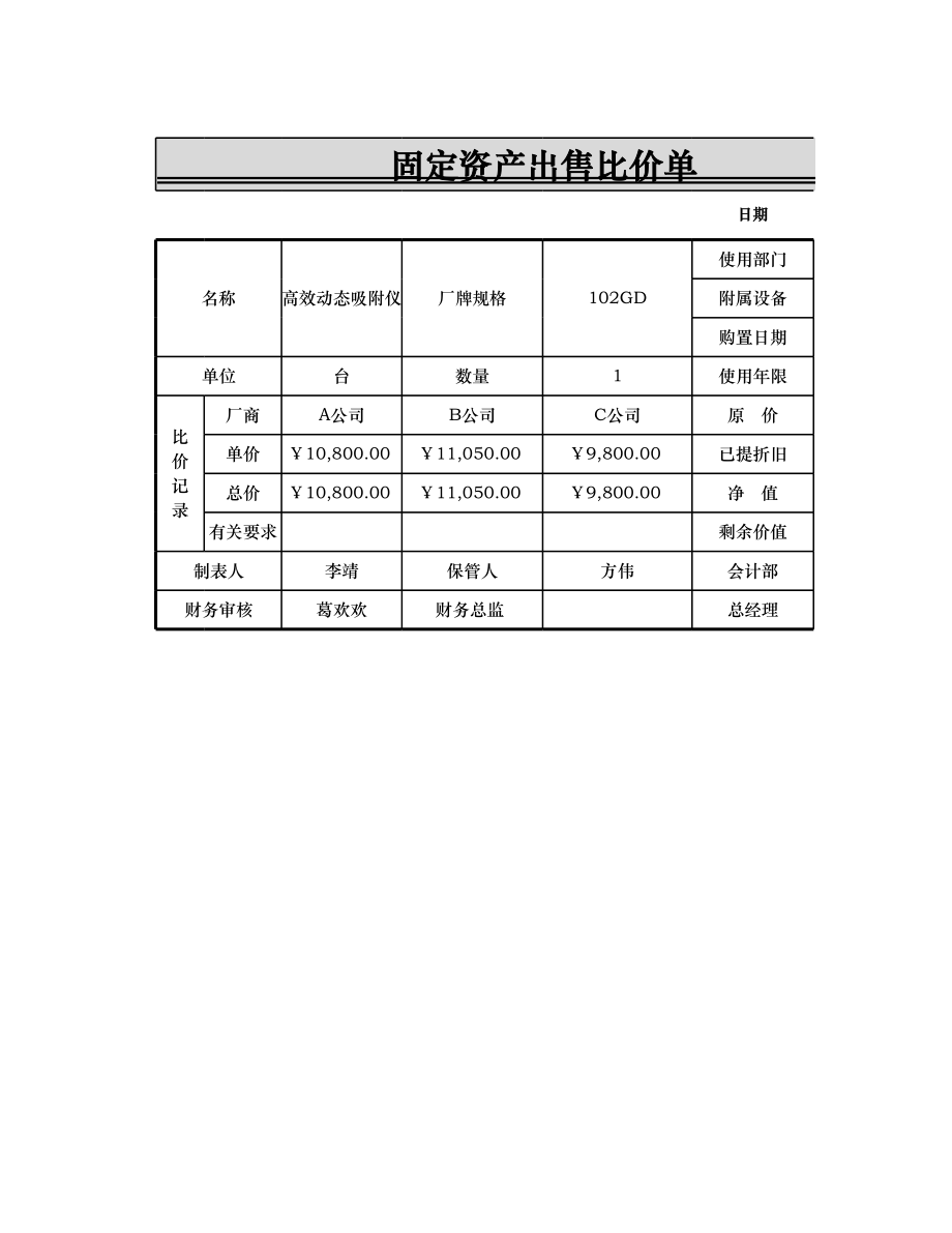 固定资产出售比价单.xlsx_第1页