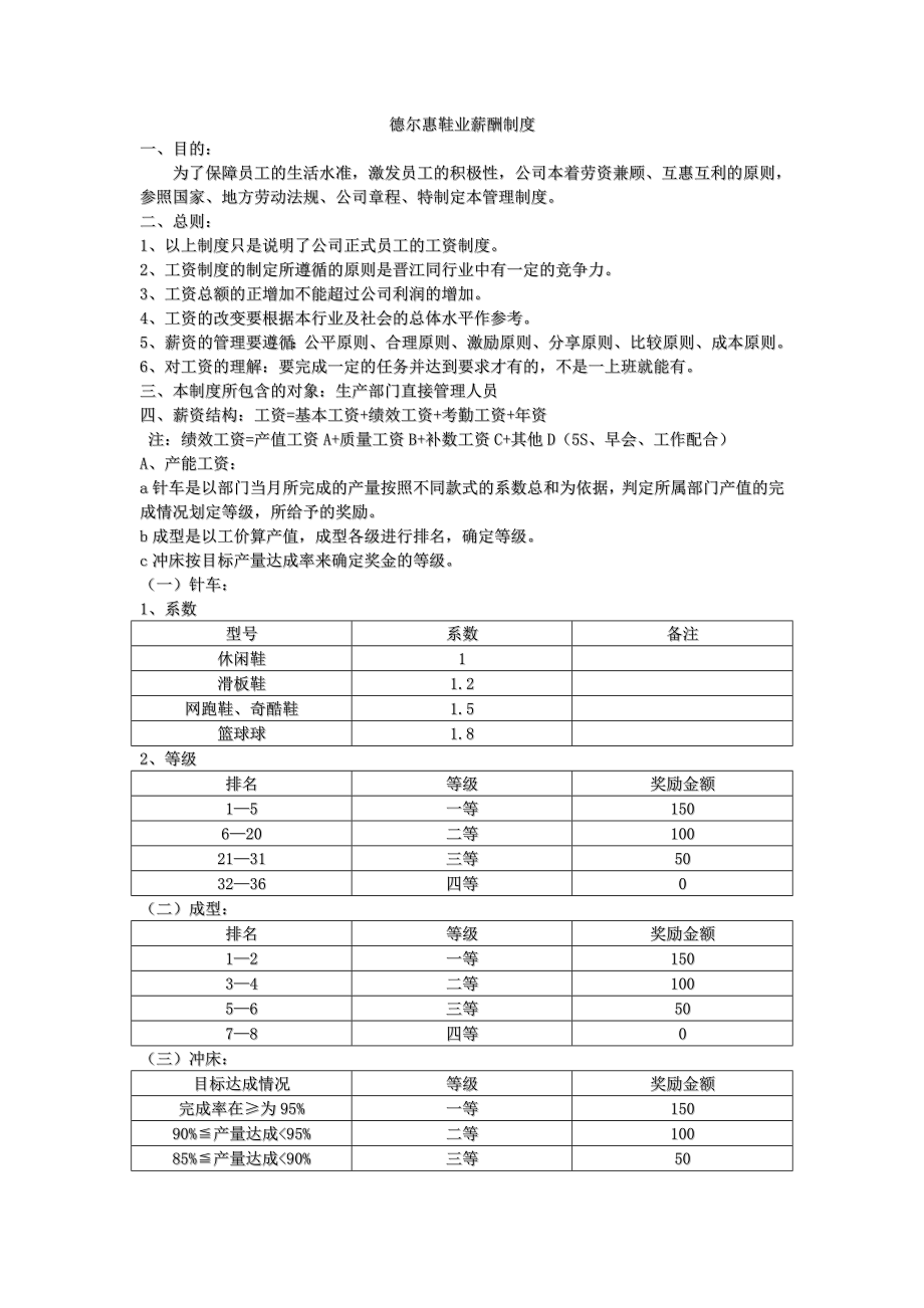 德尔惠鞋业薪资制度.doc_第1页