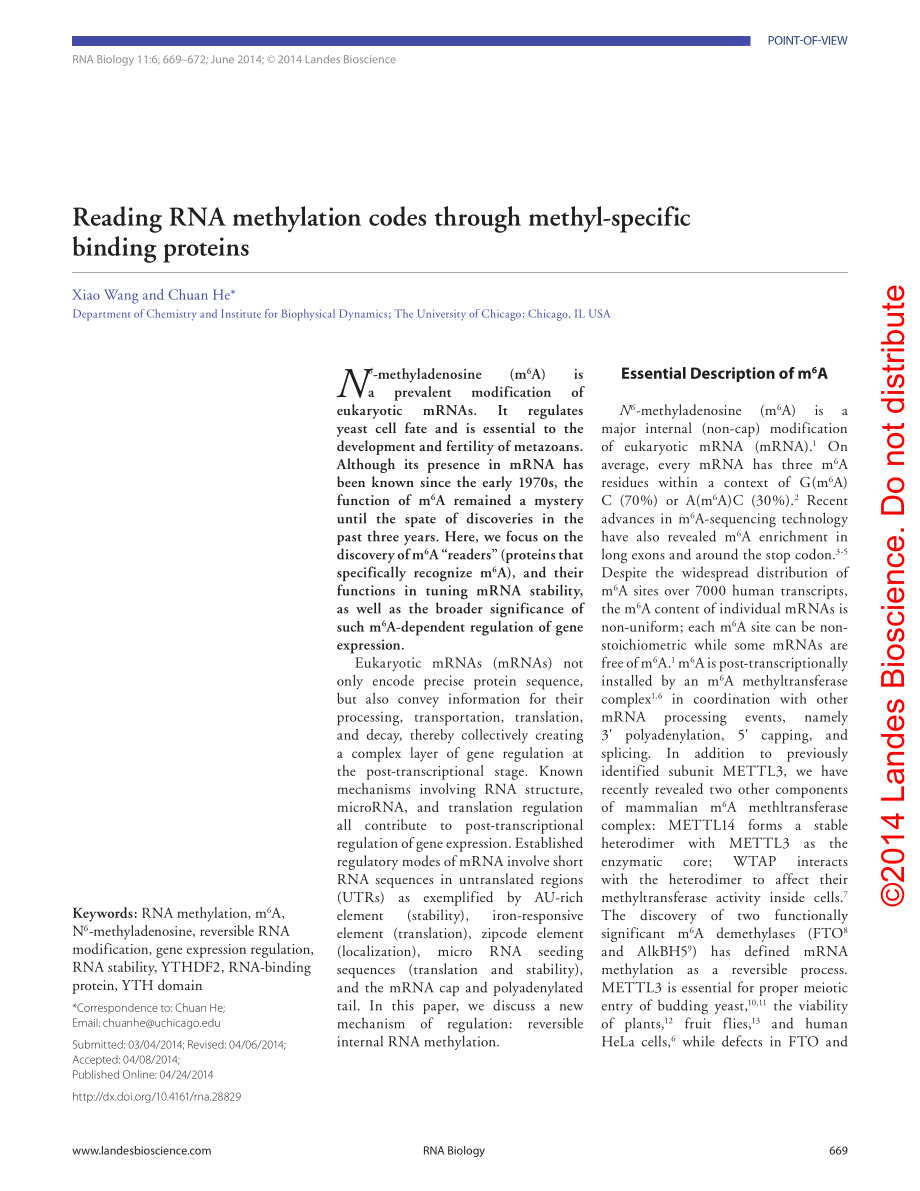 Reading RNA methylation codes through methyl-specific binding proteins.pdf_第1页