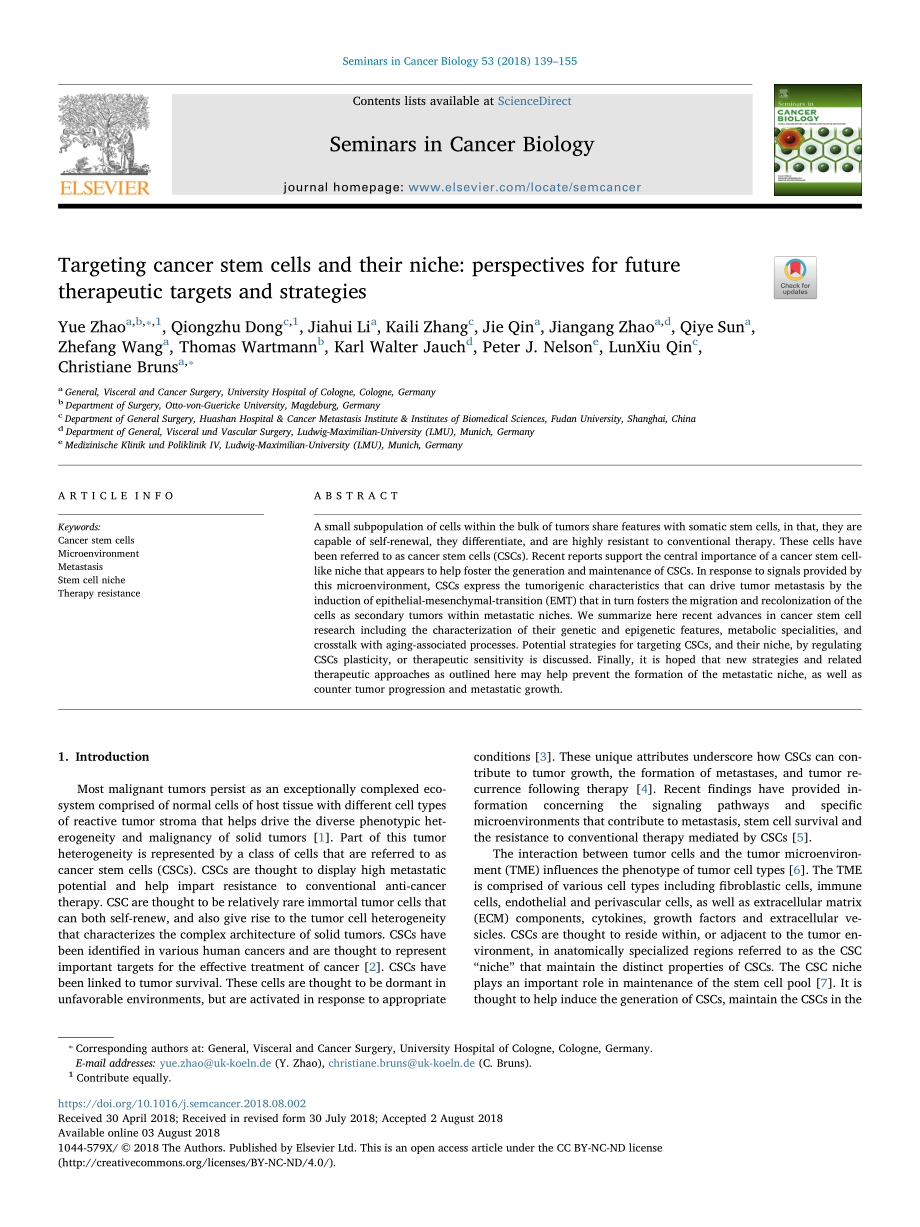 Zhao-2018-Targeting cancer stem cells and thei.pdf_第1页