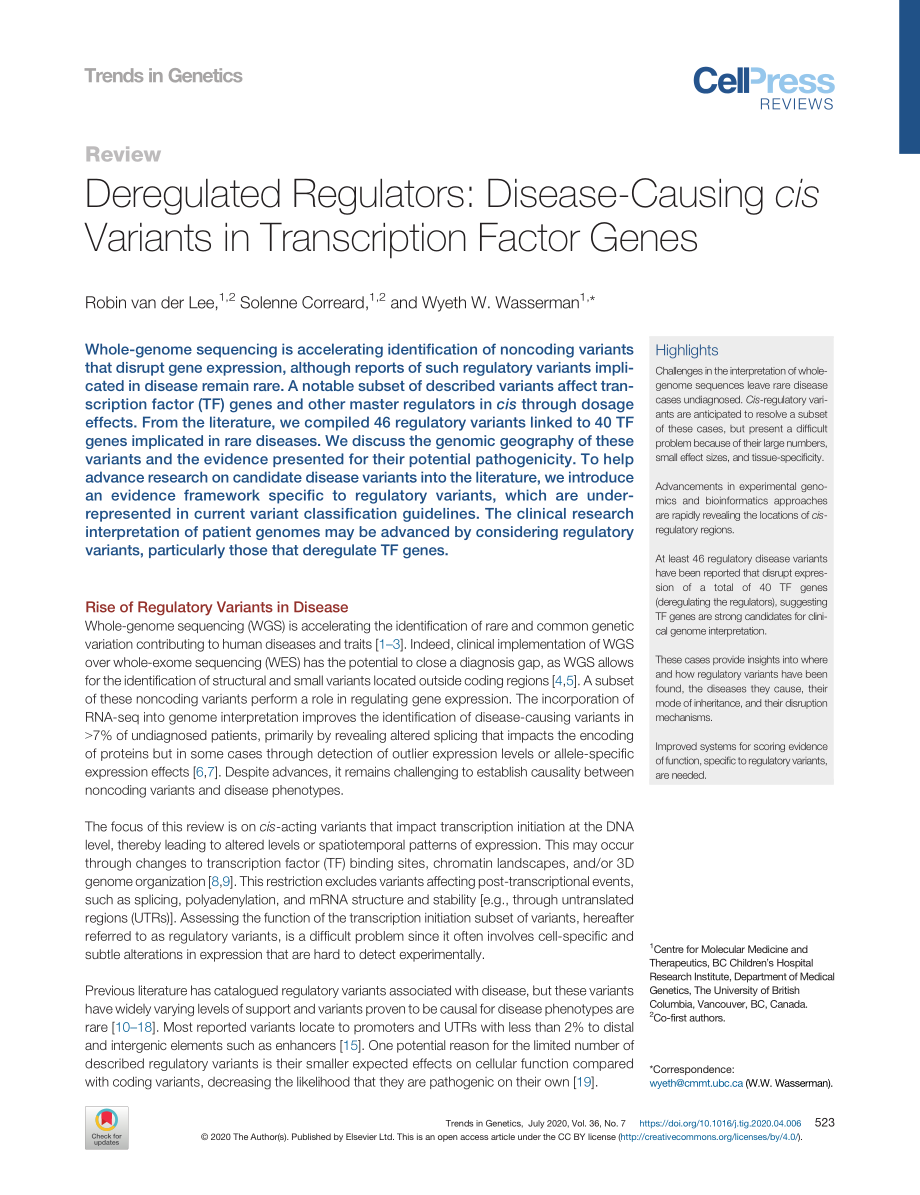 Deregulated Regulators Disease-Causing cis Var.pdf_第1页