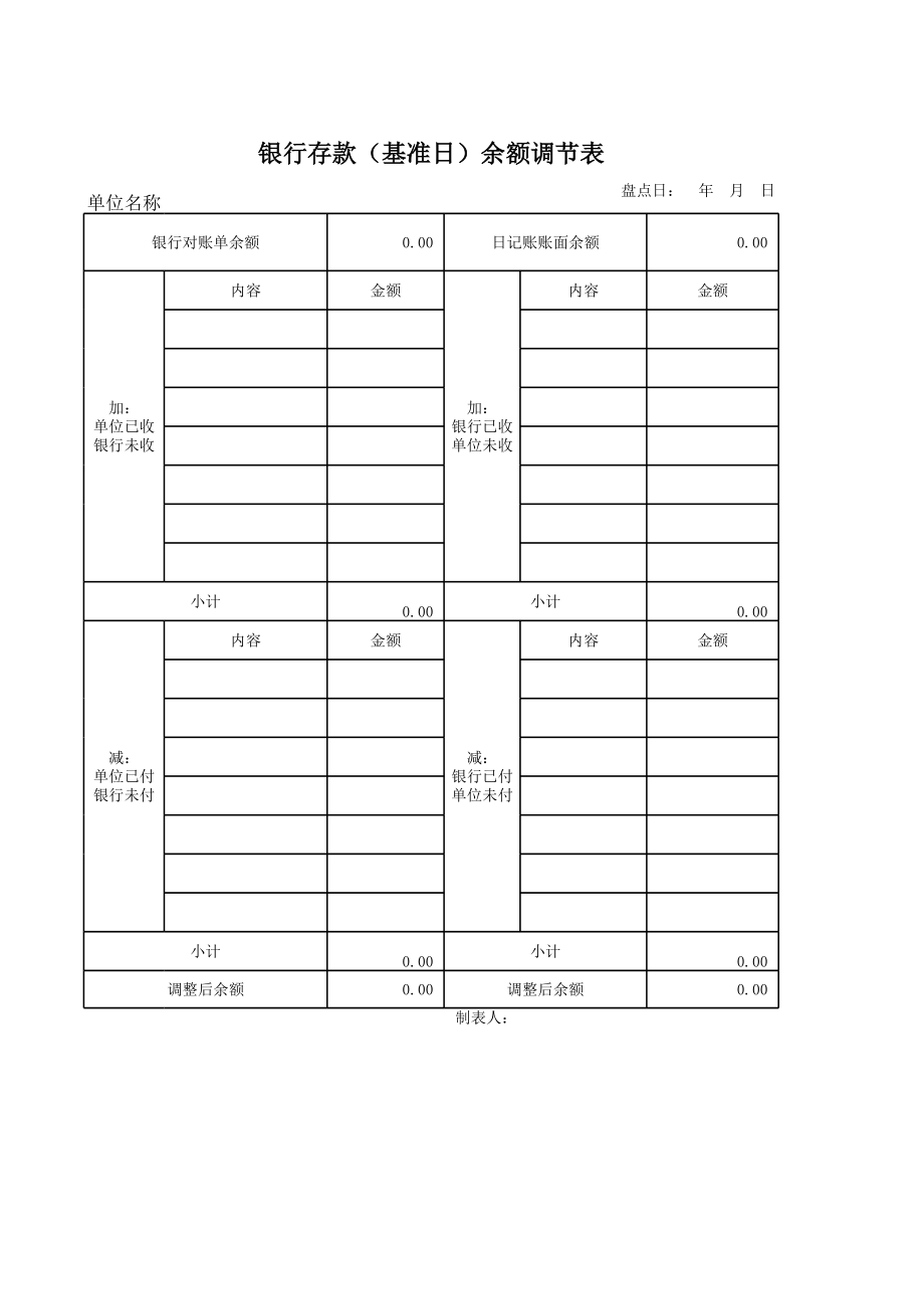 银行存款余额调节表.xls_第1页