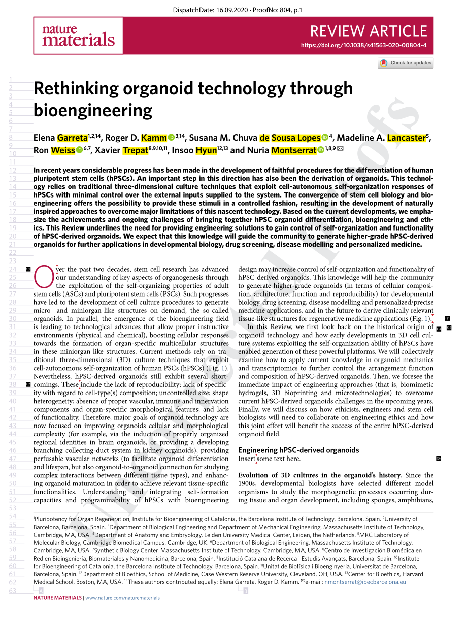 Rethinking organoid technology through bioengineering.pdf_第1页