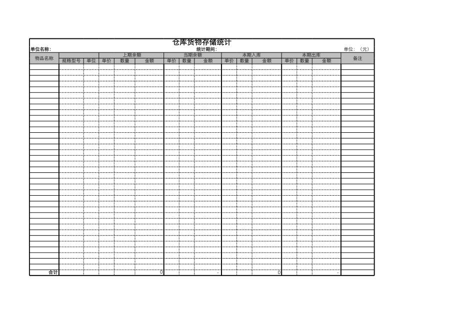 仓库货物存储统计.xls_第1页