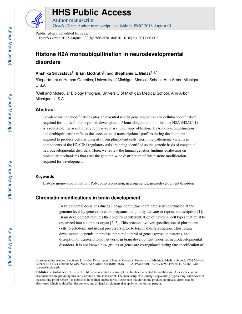 Srivastava-2017-Histone H2A Monoubiquitination.pdf_第1页