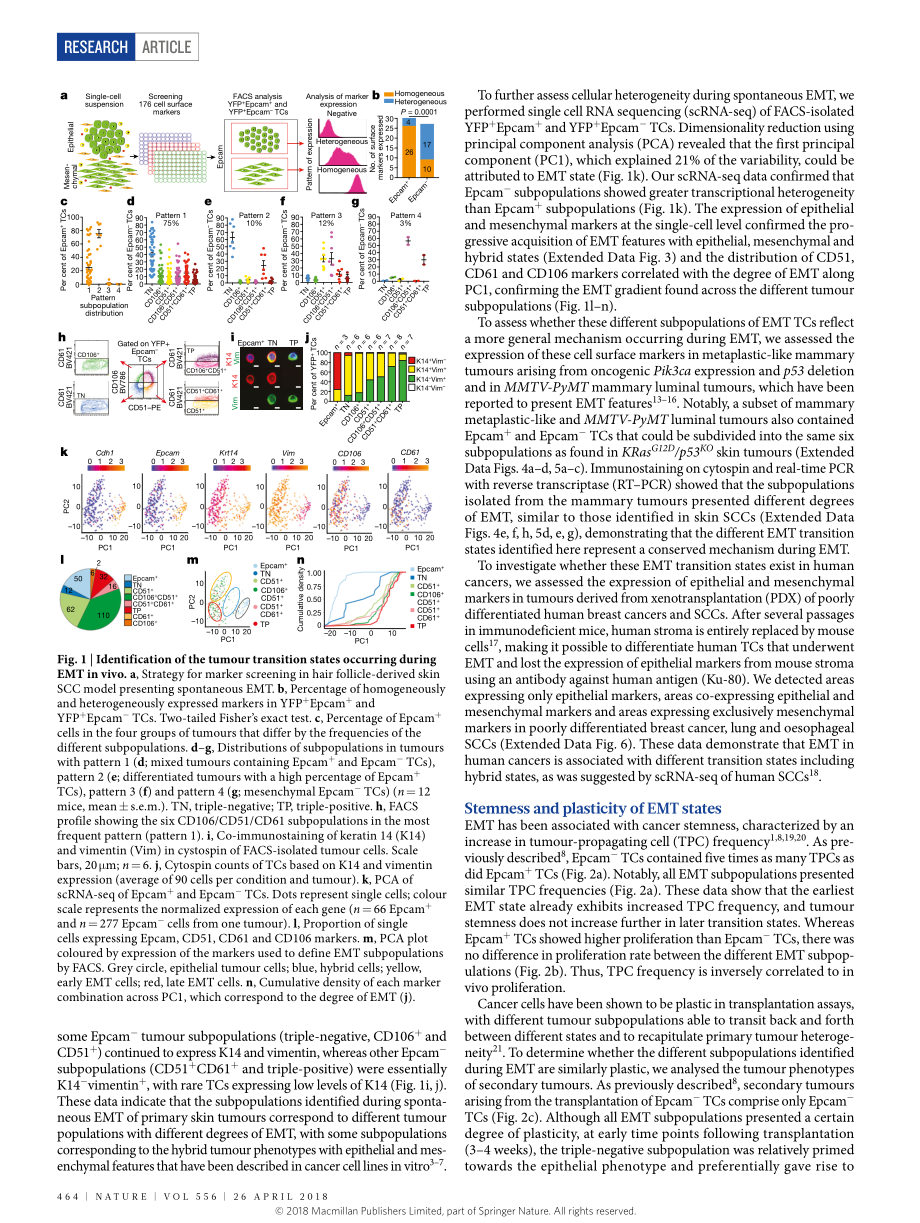 Nature. 2018 EMT过程中肿瘤转移状态的识别.pdf_第2页