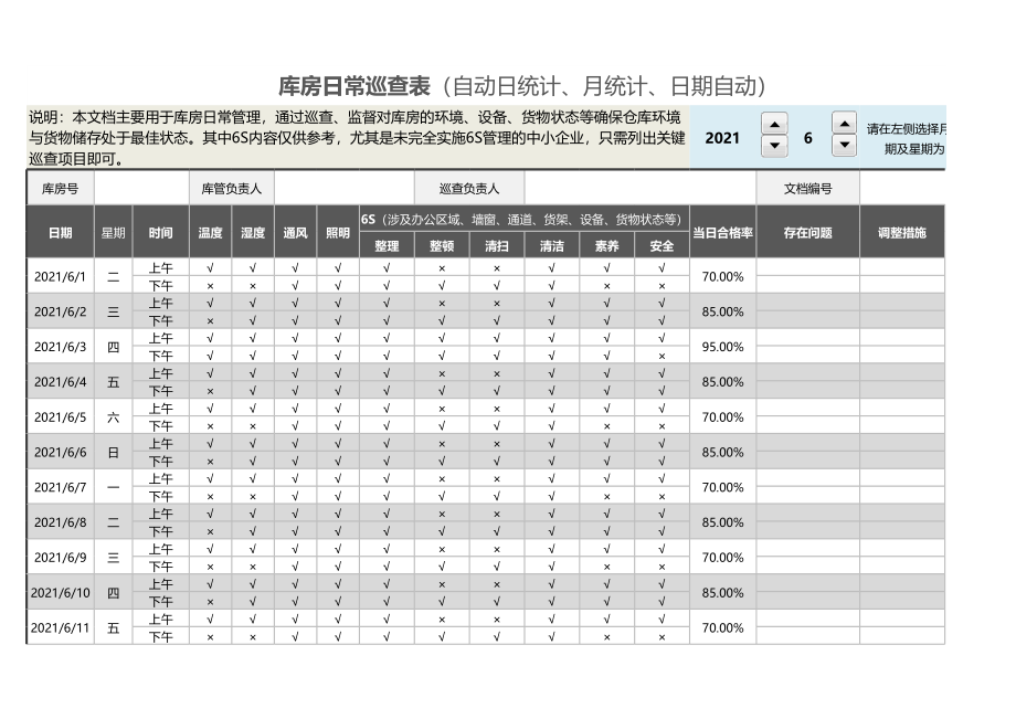 库房日常巡查表.xlsx_第1页