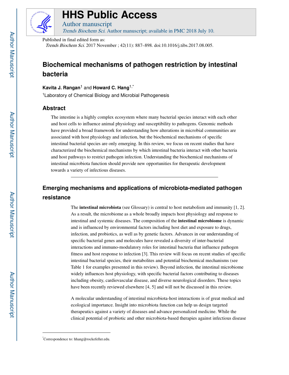 Biochemical mechanisms of pathogen restriction by intestinal bacteria.pdf_第1页