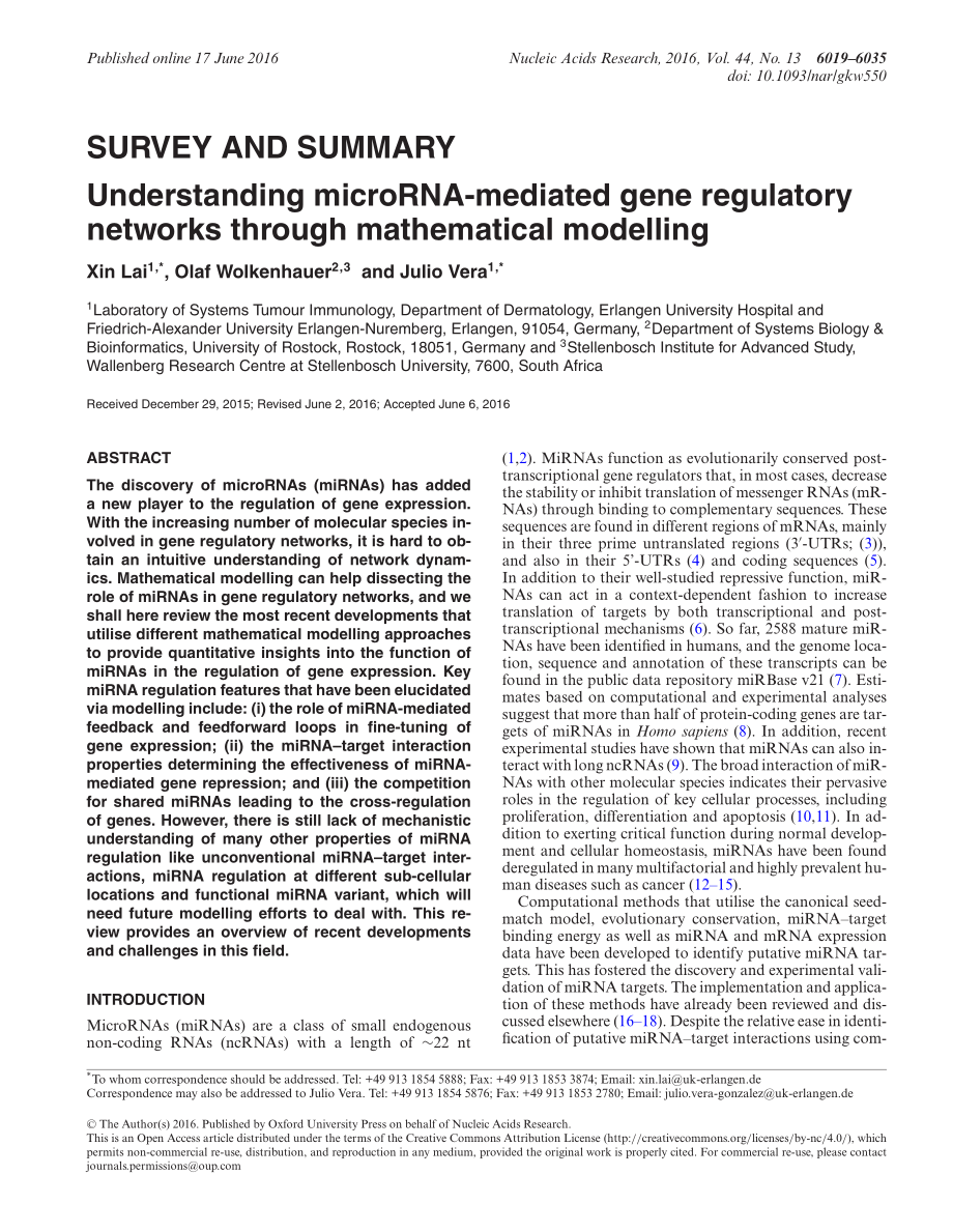 Understanding microRNA-mediated gene regulatory networks through mathematical modelling.pdf_第1页