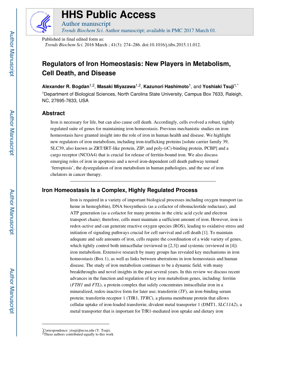 Regulators of Iron Homeostasis- New Players in Metabolism, Cell Death, and Disease.pdf_第1页