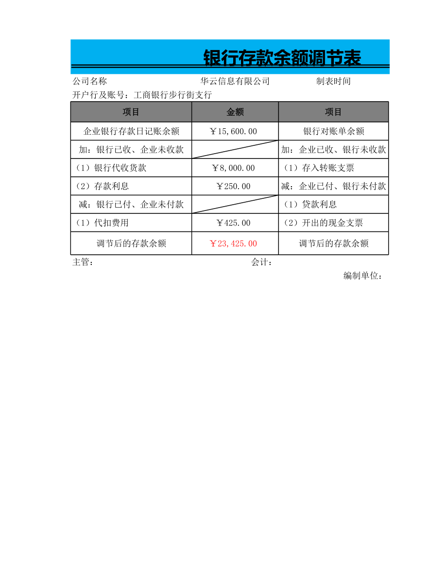 银行存款余额调节表.xlsx_第1页