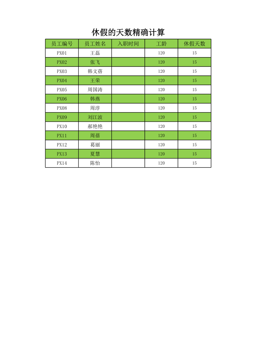 休假天数的精确计算.xlsx_第1页