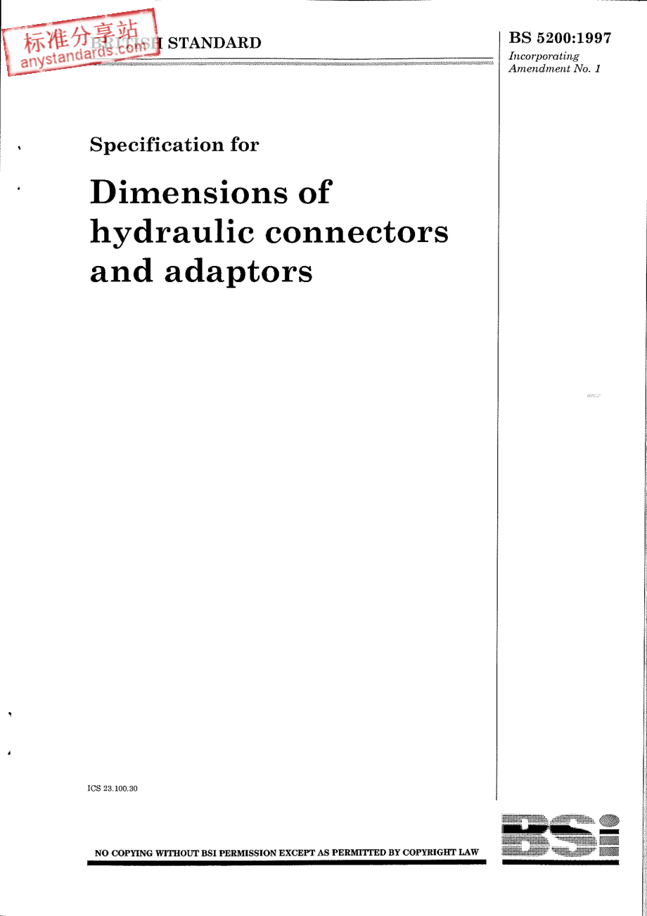 BS 5200-1997水管接头和转接器的尺寸规范.pdf_第1页