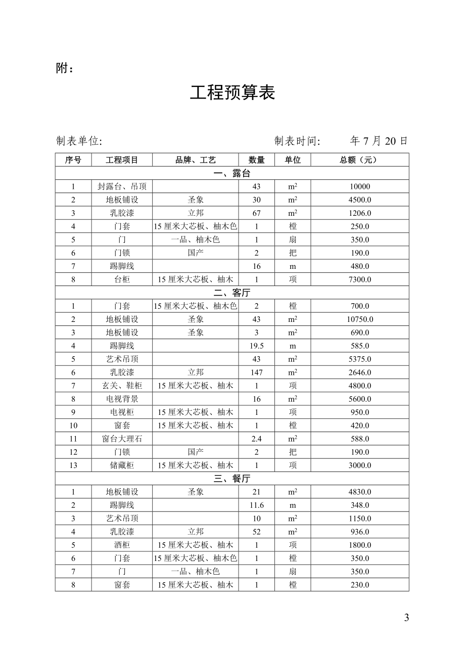 房屋装修合同及预算清单 (2).doc_第3页