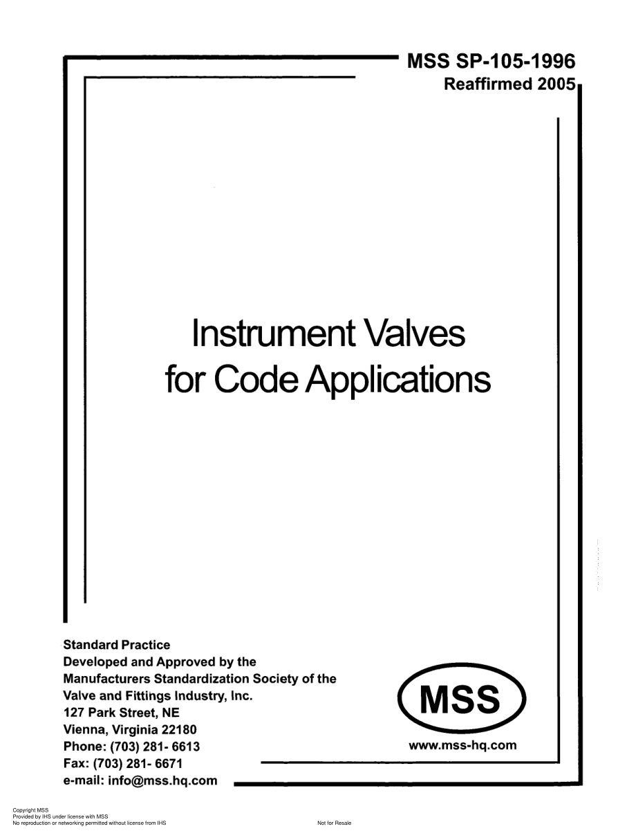 [www.staffempire.com]-MSS SP-105-1996(R2005) Instrument Valves for Code Applications.pdf_第1页