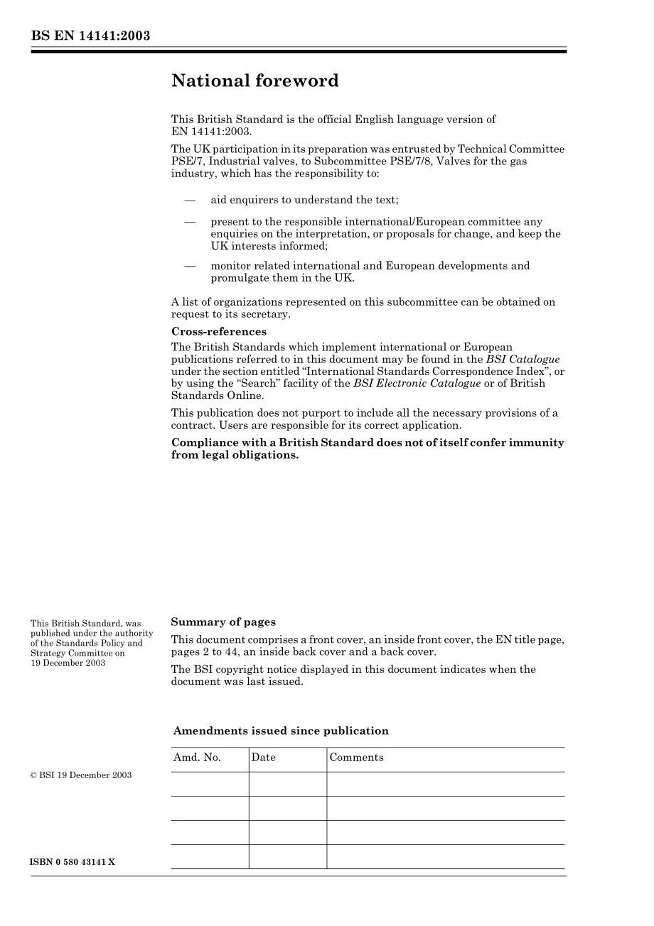 [www.staffempire.com]-BS EN 14141 2003 Valves for natural gas transportation in pipelines.pdf_第2页