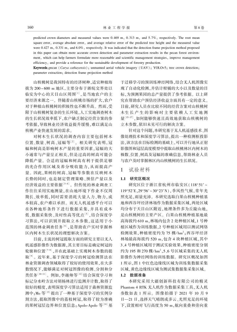 基于无人机影像的山核桃单木检测及冠幅与树高的提取.pdf_第2页