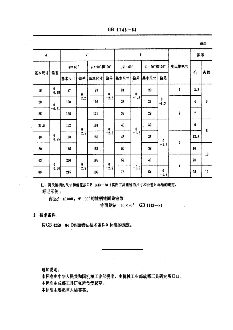 GB1143-84 锥柄锥面锪钻.pdf_第2页