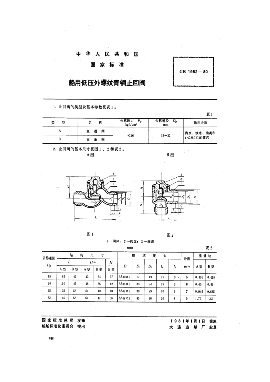 [www.staffempire.com]-GB 1952-1980 船用低压外螺纹青铜止回阀.pdf_第1页