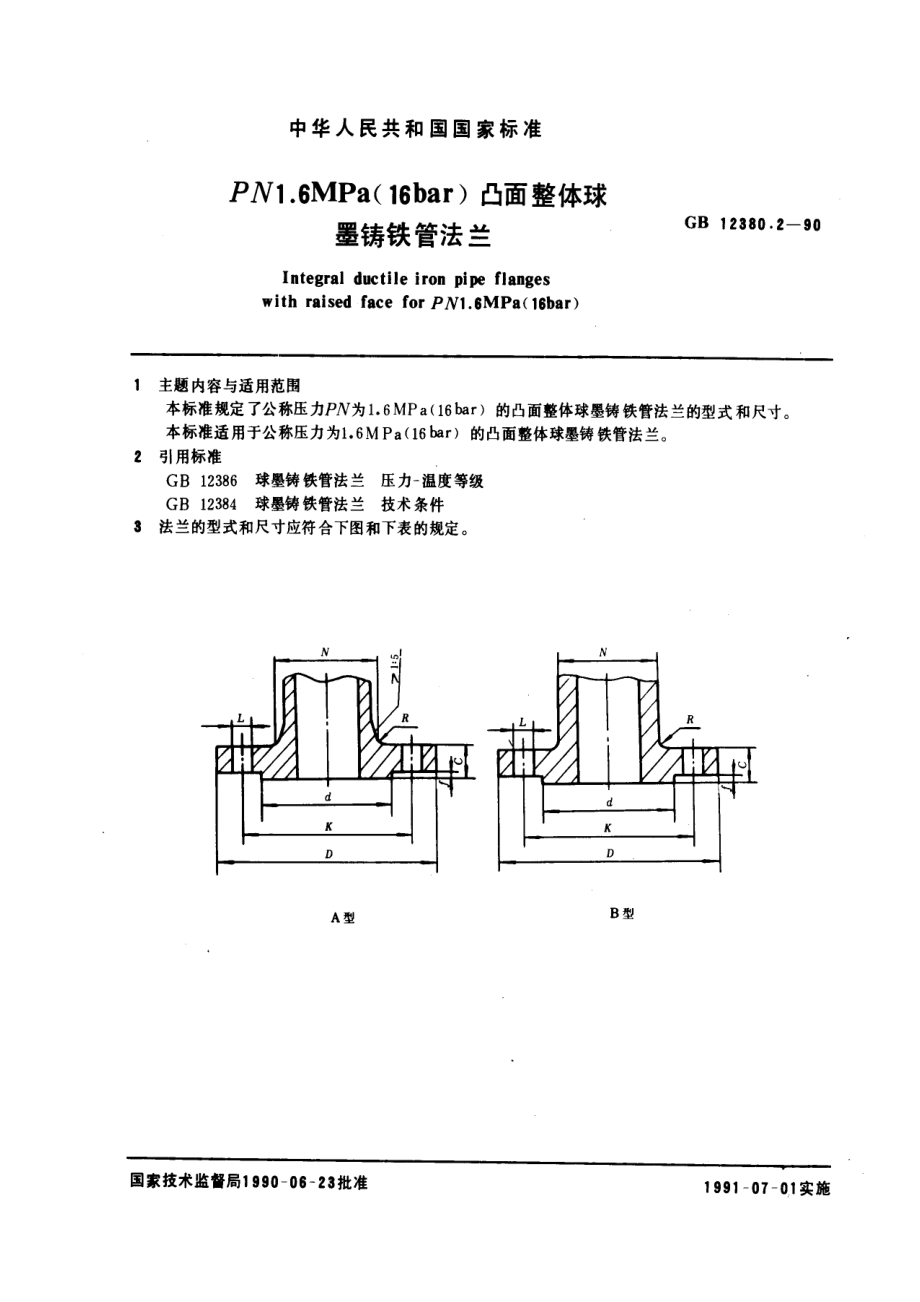 [www.staffempire.com]-GB 12380.2-1990 PN 1.6 MPa (16bar)凸面整体球墨铸铁管法兰.pdf_第1页