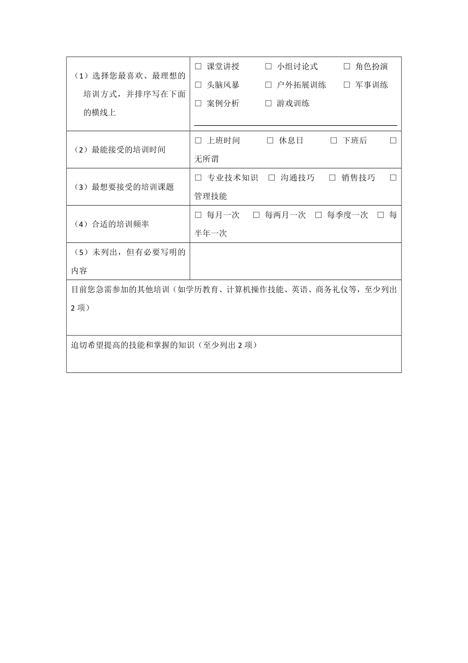 【表单】高层管理人员培训需求调查表.docx_第2页