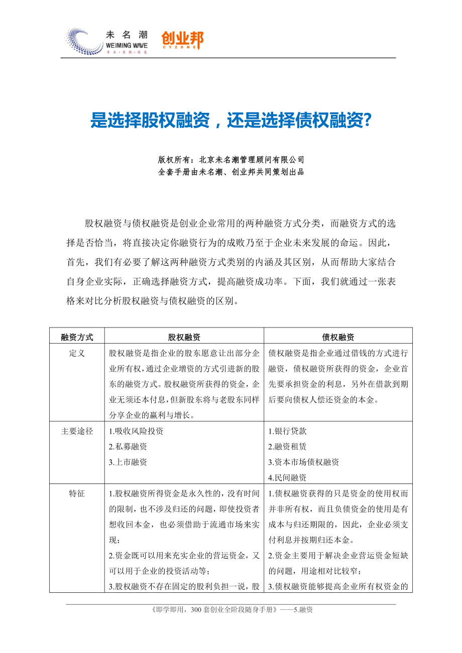 是选择股权融资还是选择债权融资.pdf_第1页