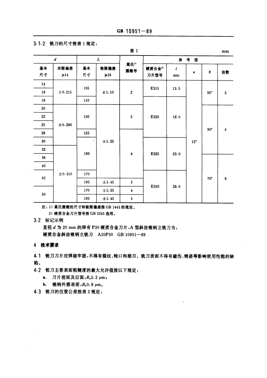 GB10951-89硬质合金锥柄立铣刀.pdf_第2页