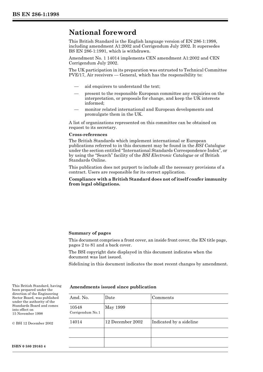 [www.staffempire.com]-BS EN 286-1-1998 Simple unfired pressure vessels designed to contain air or nitrogen — Part 1 Pressure vessels for general purposes.pdf_第2页