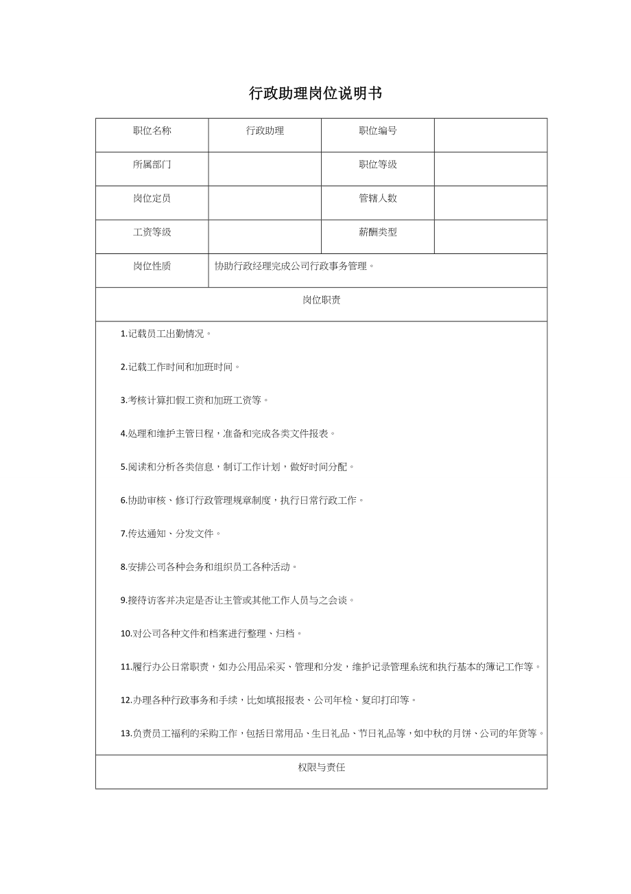 06-02行政助理岗位职责说明书.docx_第1页