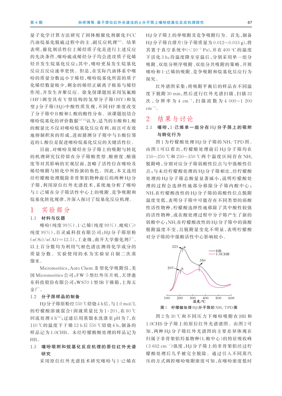 基于原位红外光谱法的β分子筛上噻吩烷基化反应机理探究.pdf_第2页