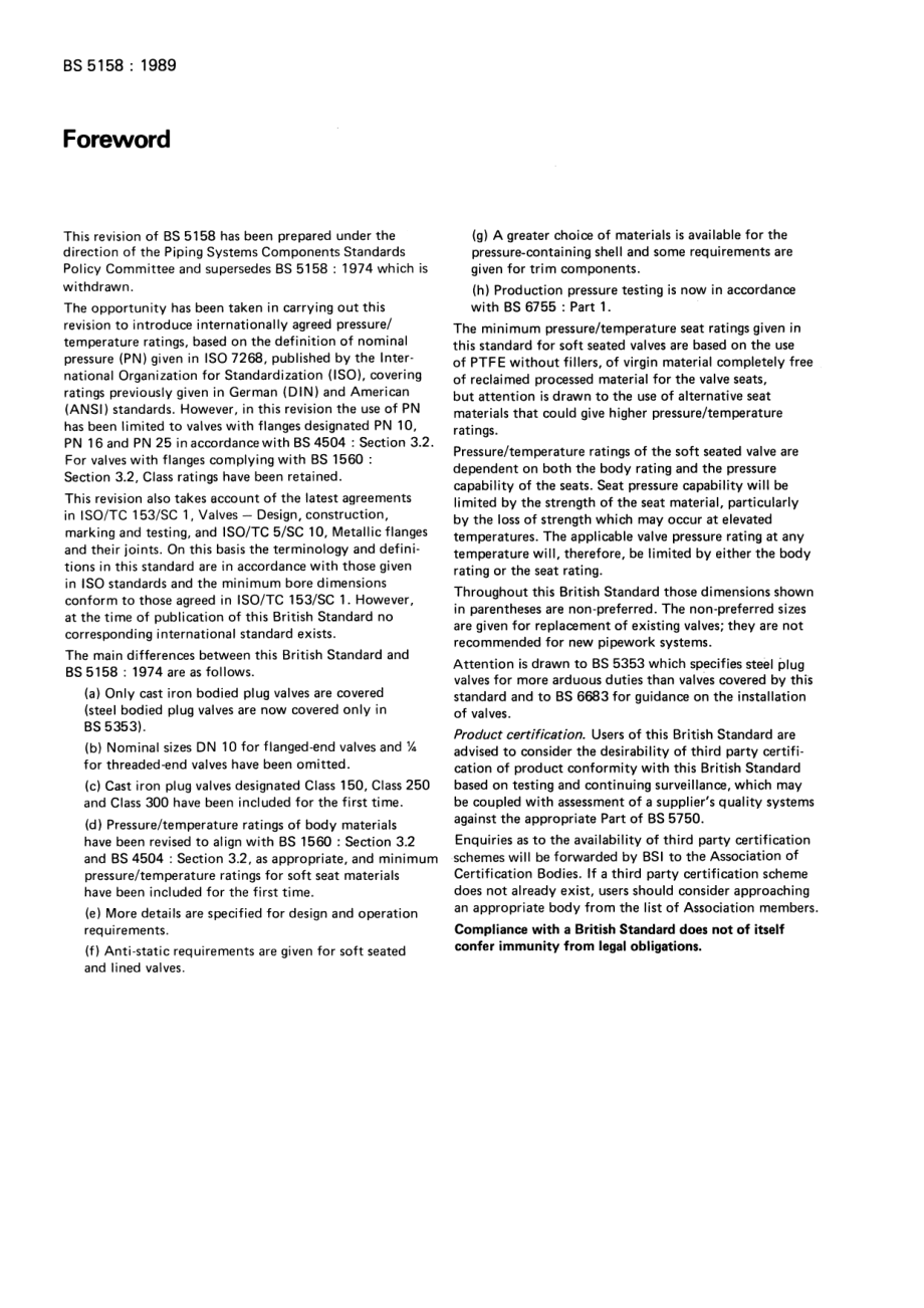 [www.staffempire.com]-BS 5158-1989 铸铁旋塞阀规范 Specification for cast iron plug valves.pdf_第2页