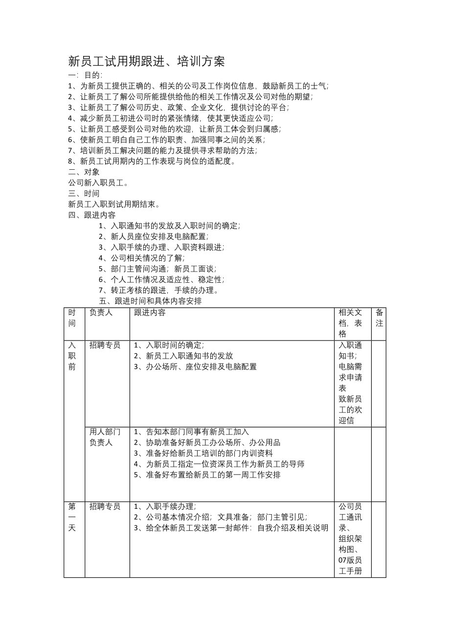 09-新员工试用期跟进计划方案.docx_第1页