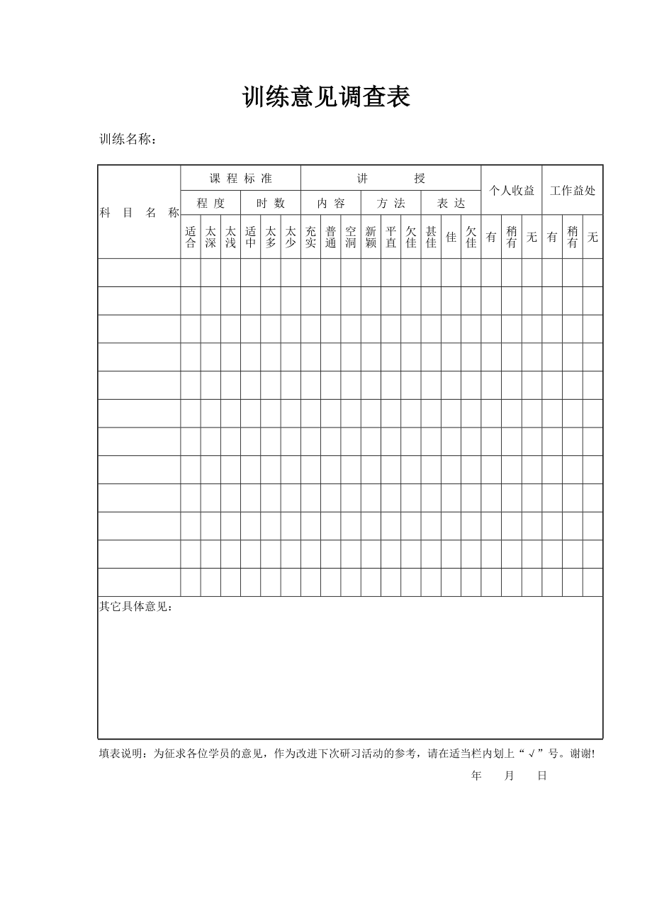 训练意见调查表 (3).doc_第1页