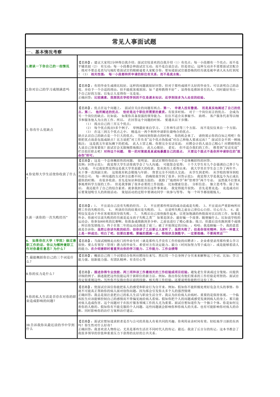 08-人事常见面试题.xls_第1页