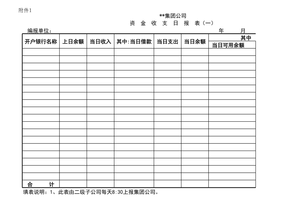 宏酷财税-参考工具：子公司资金报表格式.xls_第1页