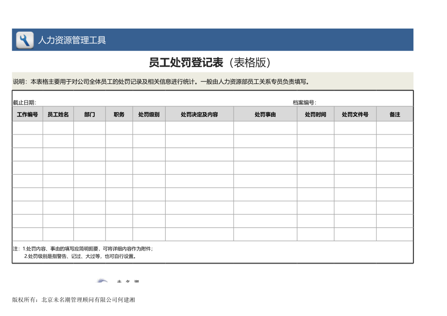 【人力资源管理工具】员工处罚登记表（表格版）1.xlsx_第1页