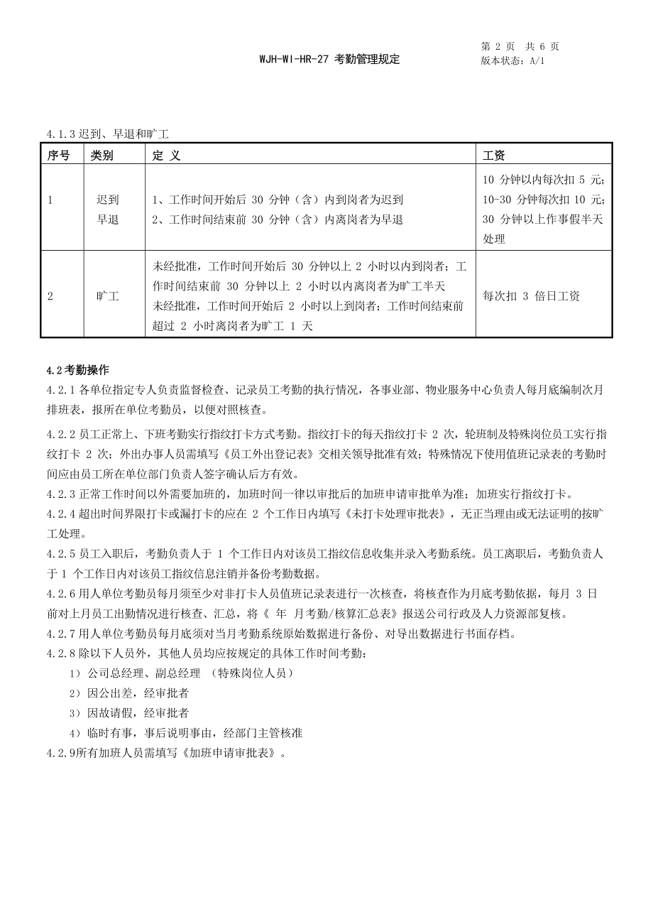 物业公司考勤管理规定.docx_第2页