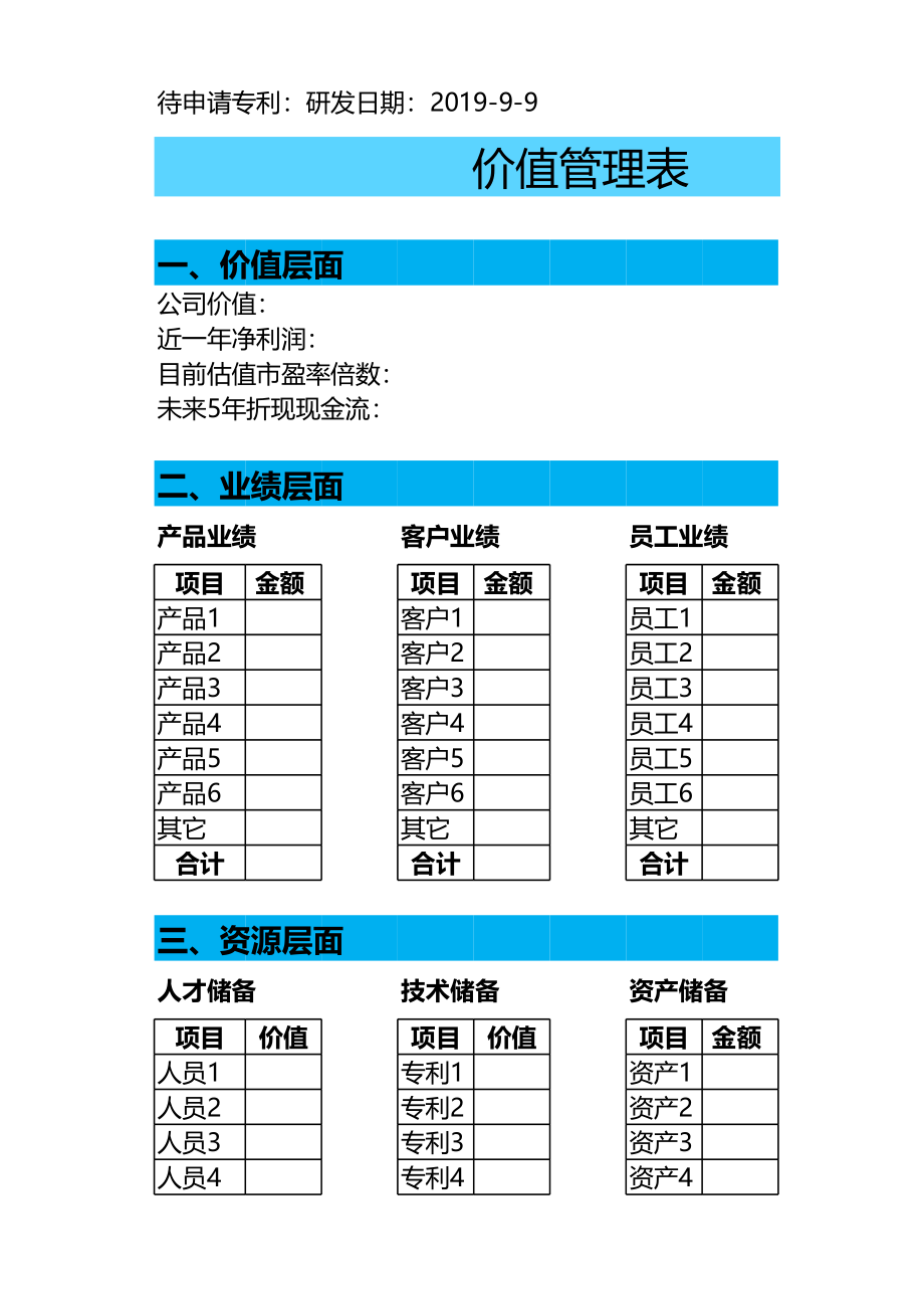 宏酷财税-第四大报表《价值管理表》.xlsx_第1页