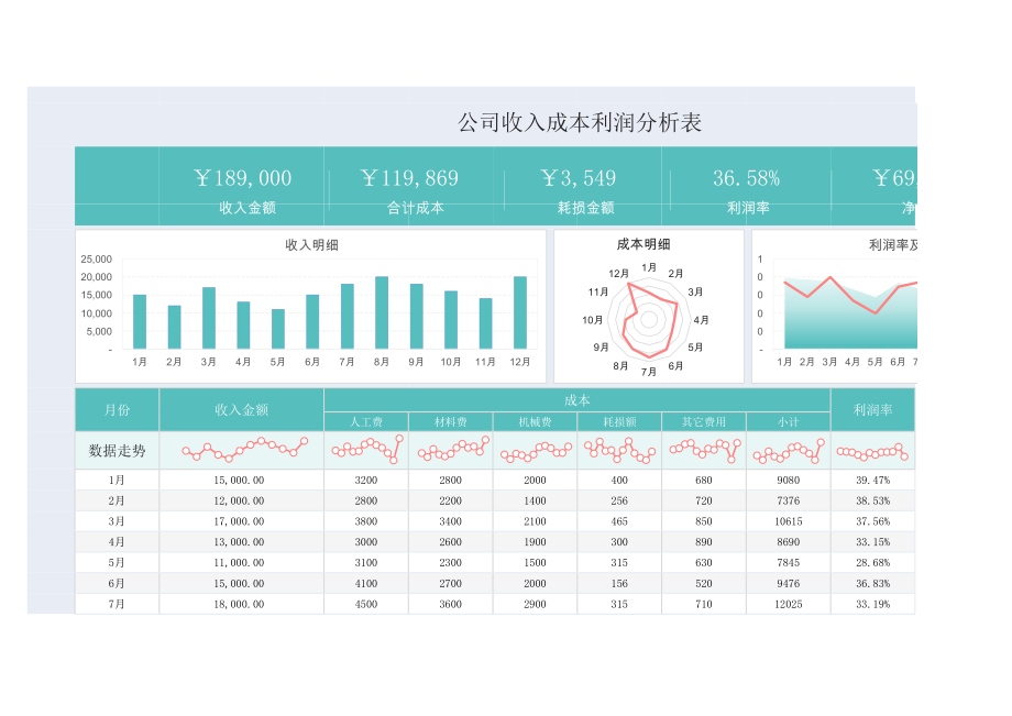 61公司收入成本利润分析表.xlsx_第1页