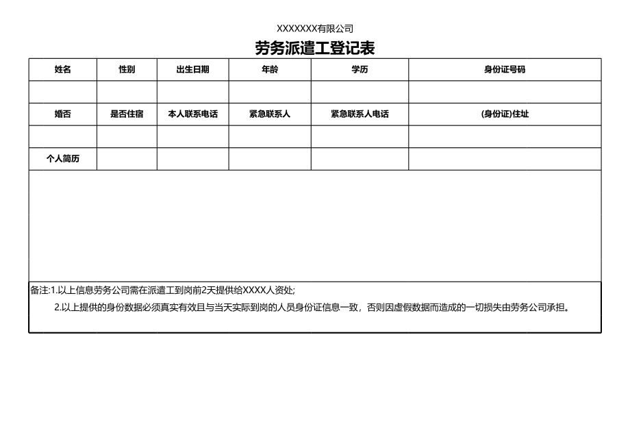 劳务派遣工登记表-简历 (2).xlsx_第1页