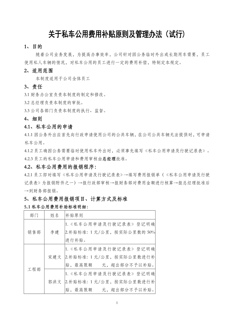 02-【私车管理】-06-私车公用费用补贴管理办法.doc_第1页