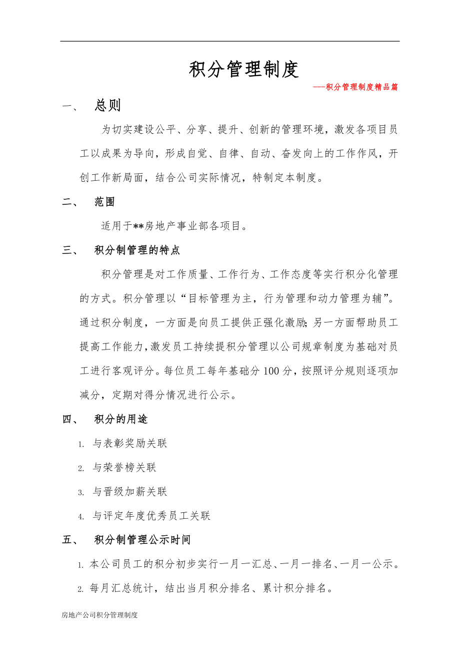 房地产公司积分管理制度.docx_第1页