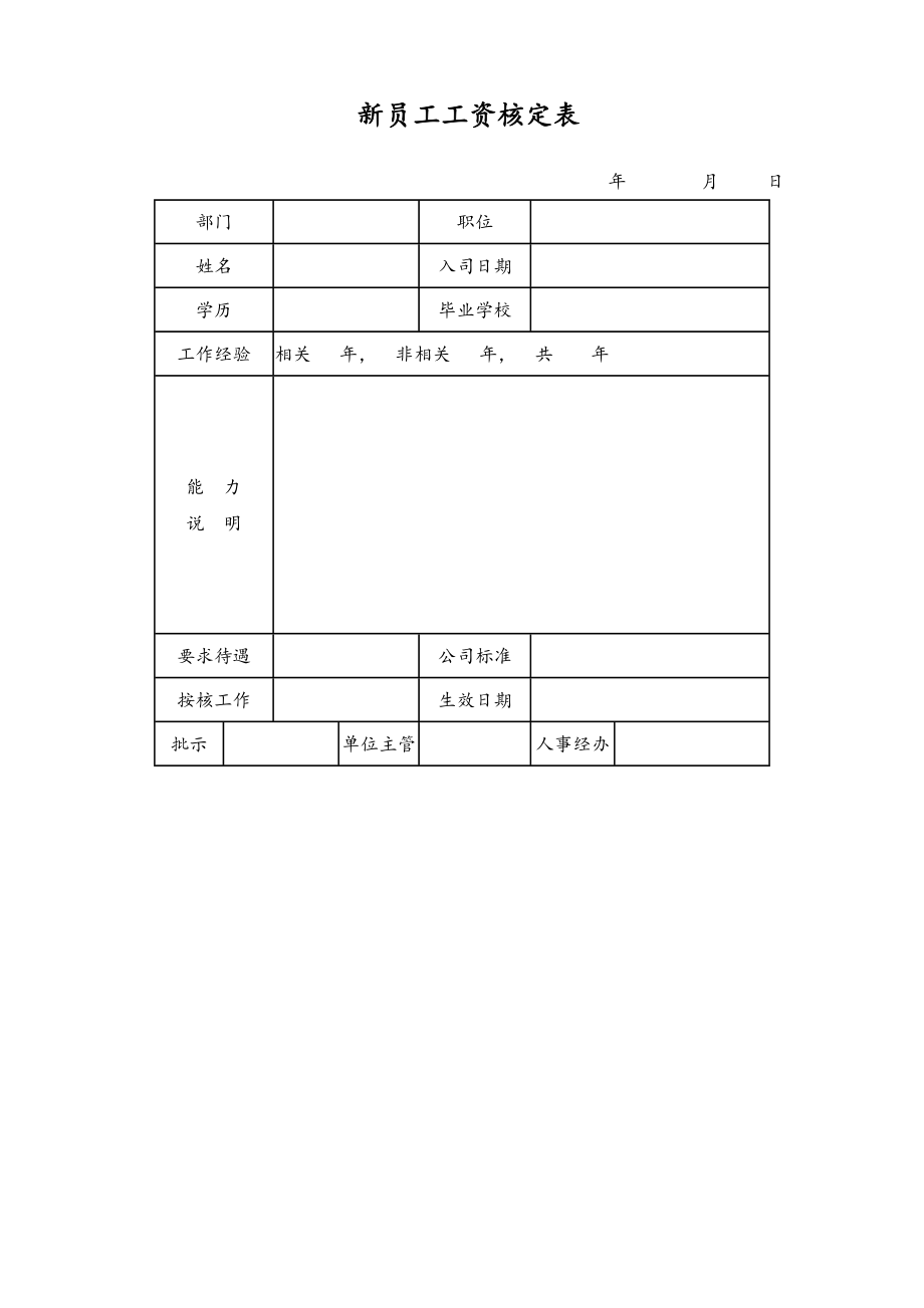 35-【通用】新员工工资核定.doc_第1页