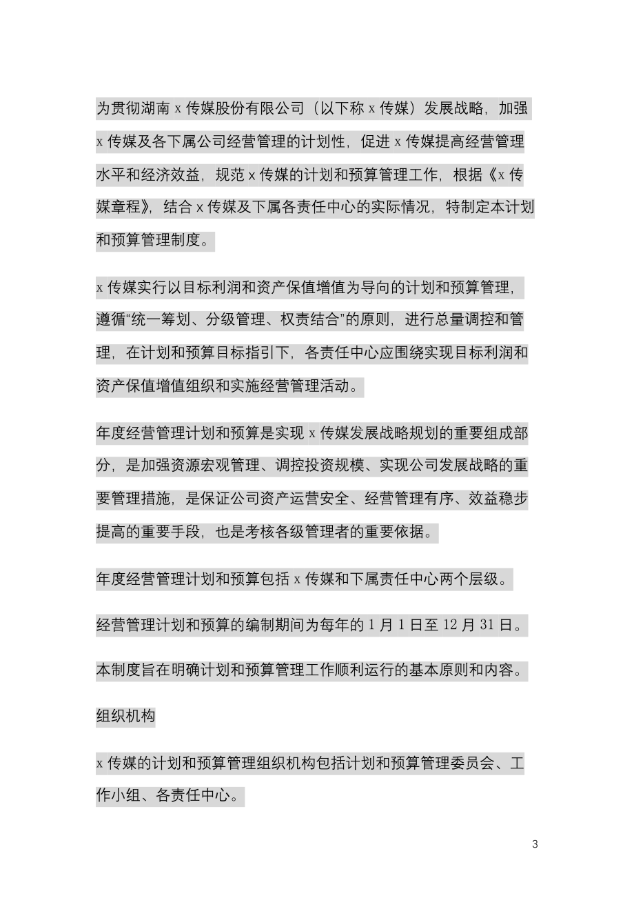 传媒公司经营计划和预算管理制度.docx_第3页