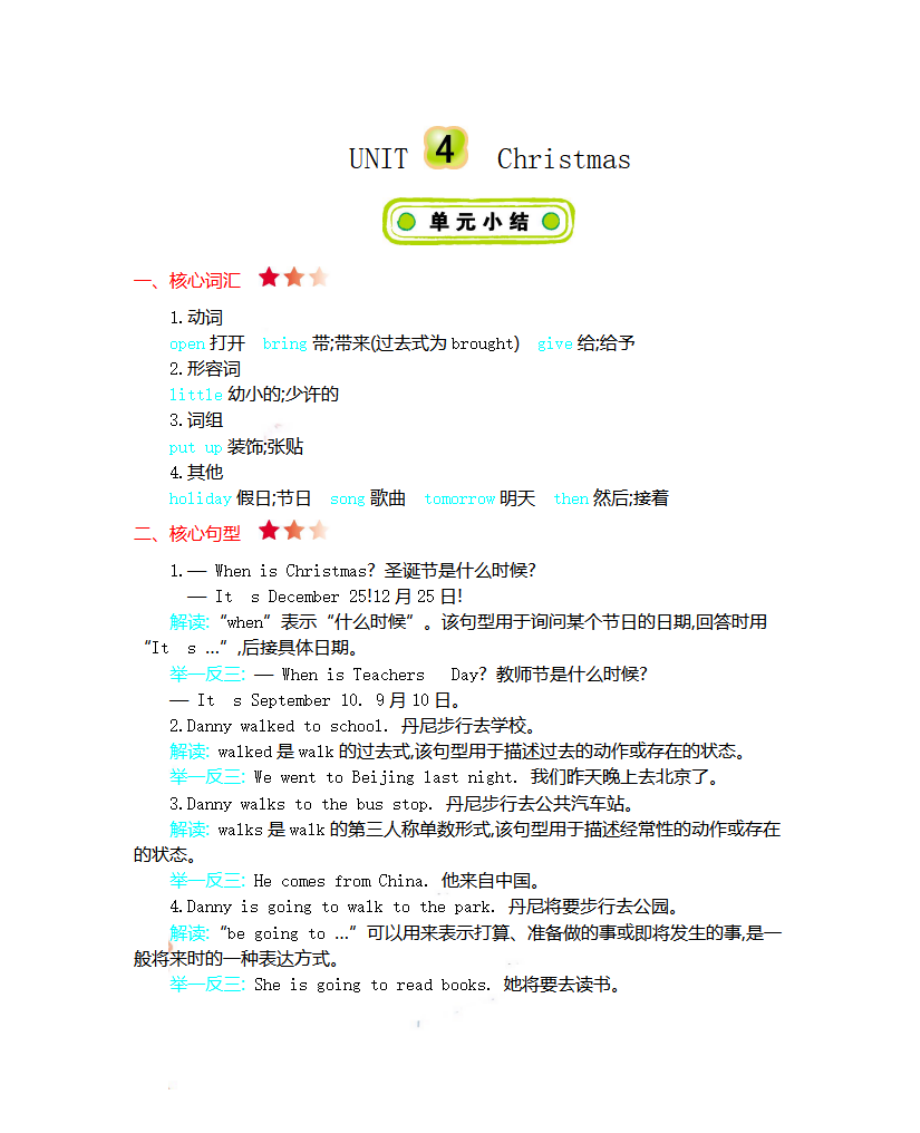 六（上）冀教版英语 Unit 4 知识清单.pdf_第1页